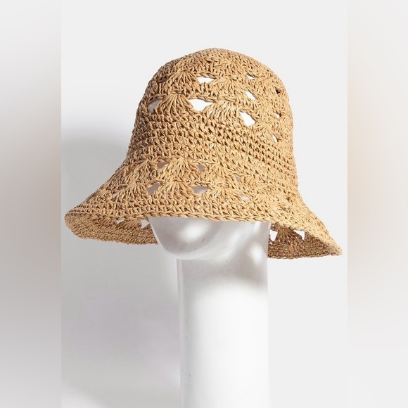 Vented Straw Braided Bucket Hat - Picture 3 of 3